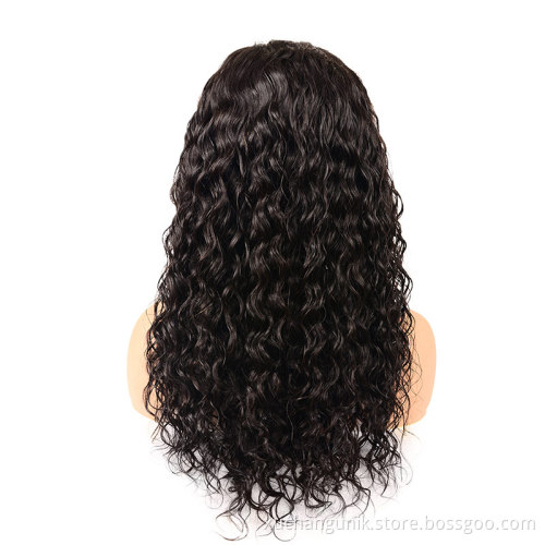 Uniky Nusface Wholesale virgin water wave lace front wigs, 9A Glueless italian curly full lace wig human hair with baby hair